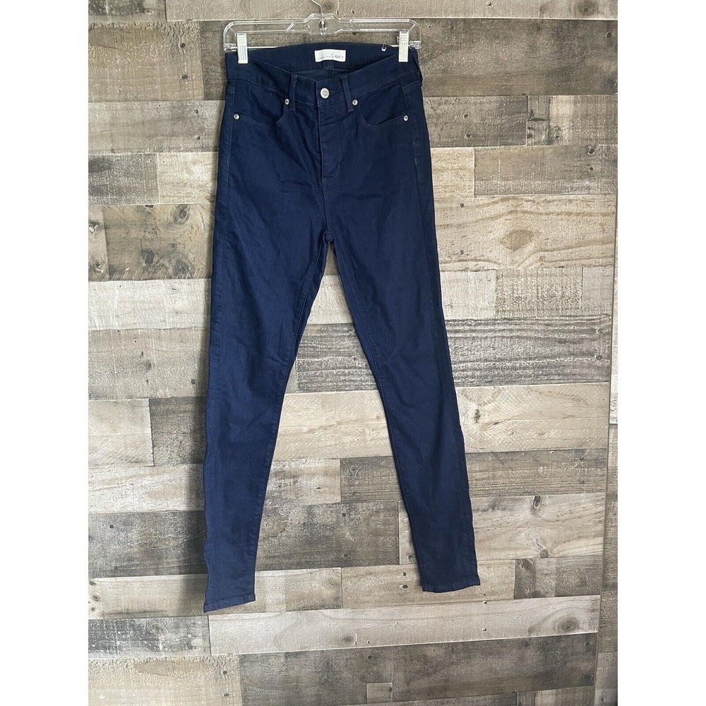 Loft Skinny Jeans Womens Size 27 4 Dark Blue Skinny Slim Pockets Stretch